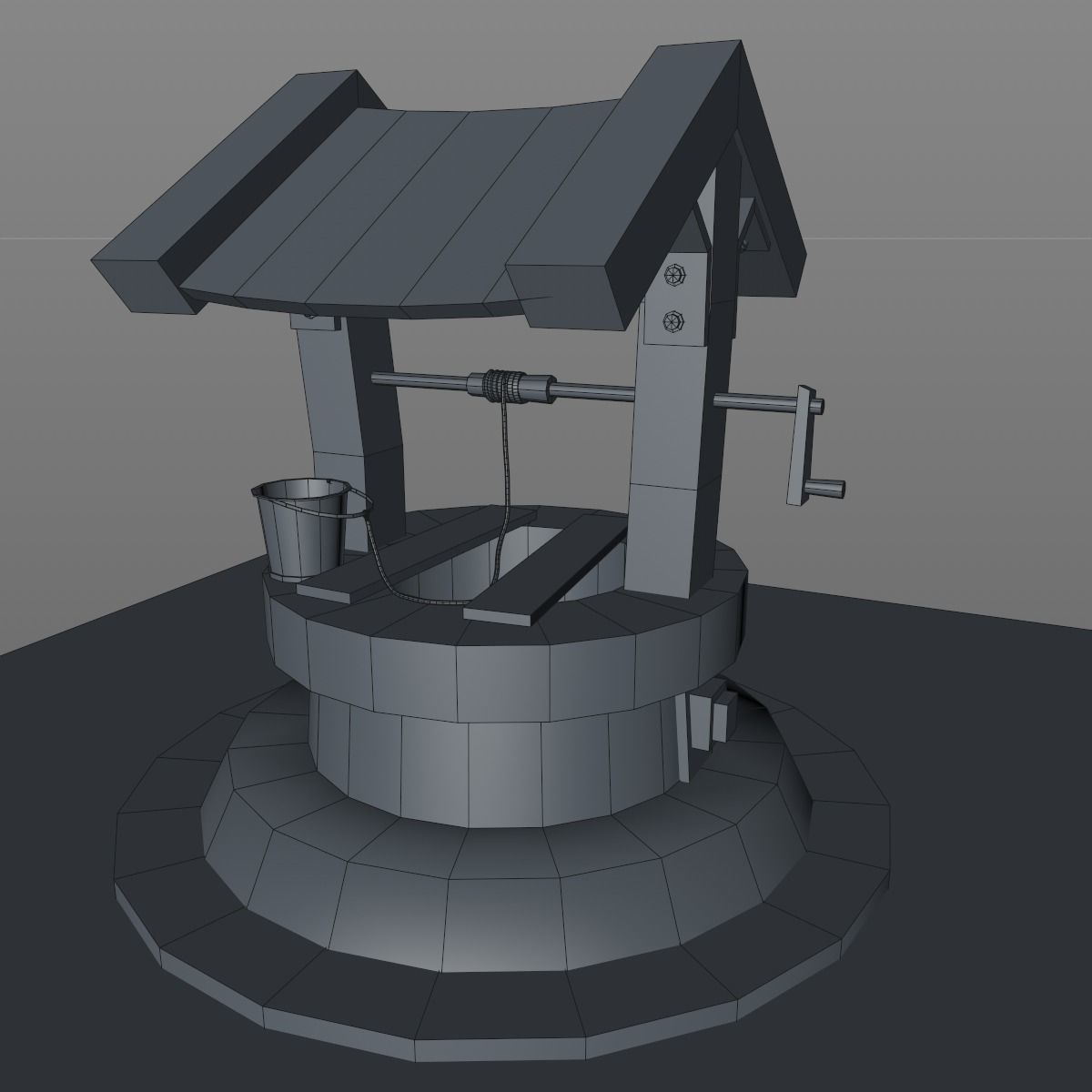 Water Well Low-poly 3D model_11