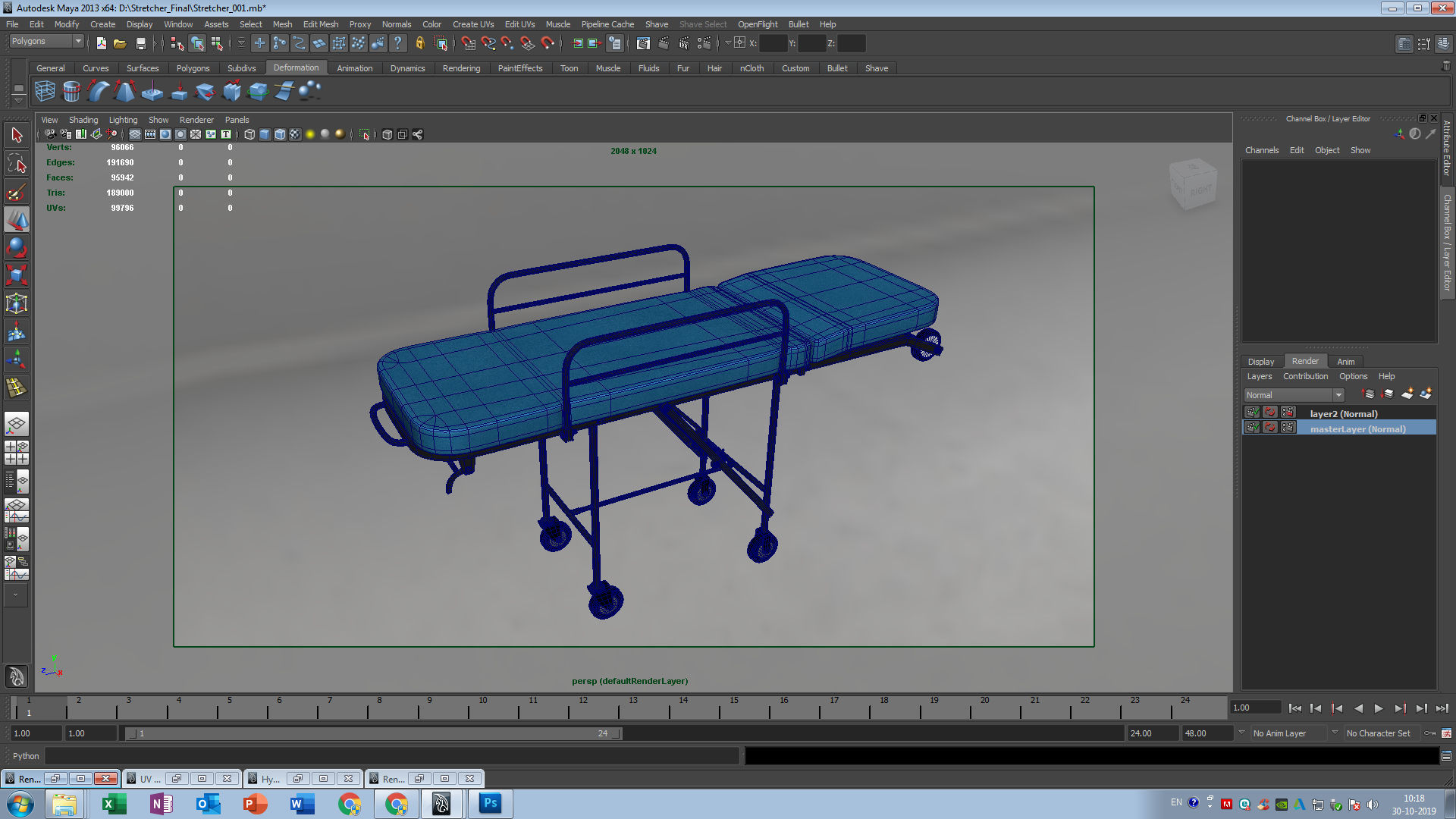 hospital stretcher 3d model 3D model_5