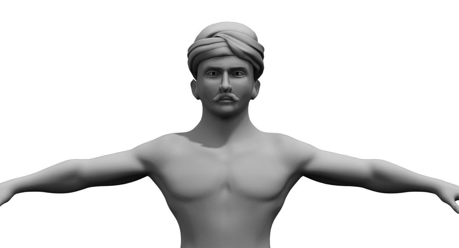 Farmer india 3d model 3D model_1