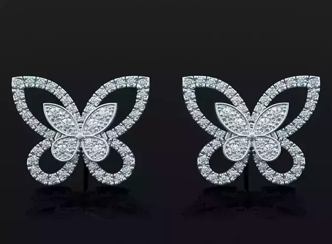 Stylish Butterfly Earrings with Diamonds 506