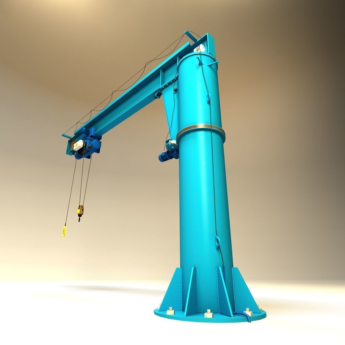 Girder crane Low-poly 3D model_16