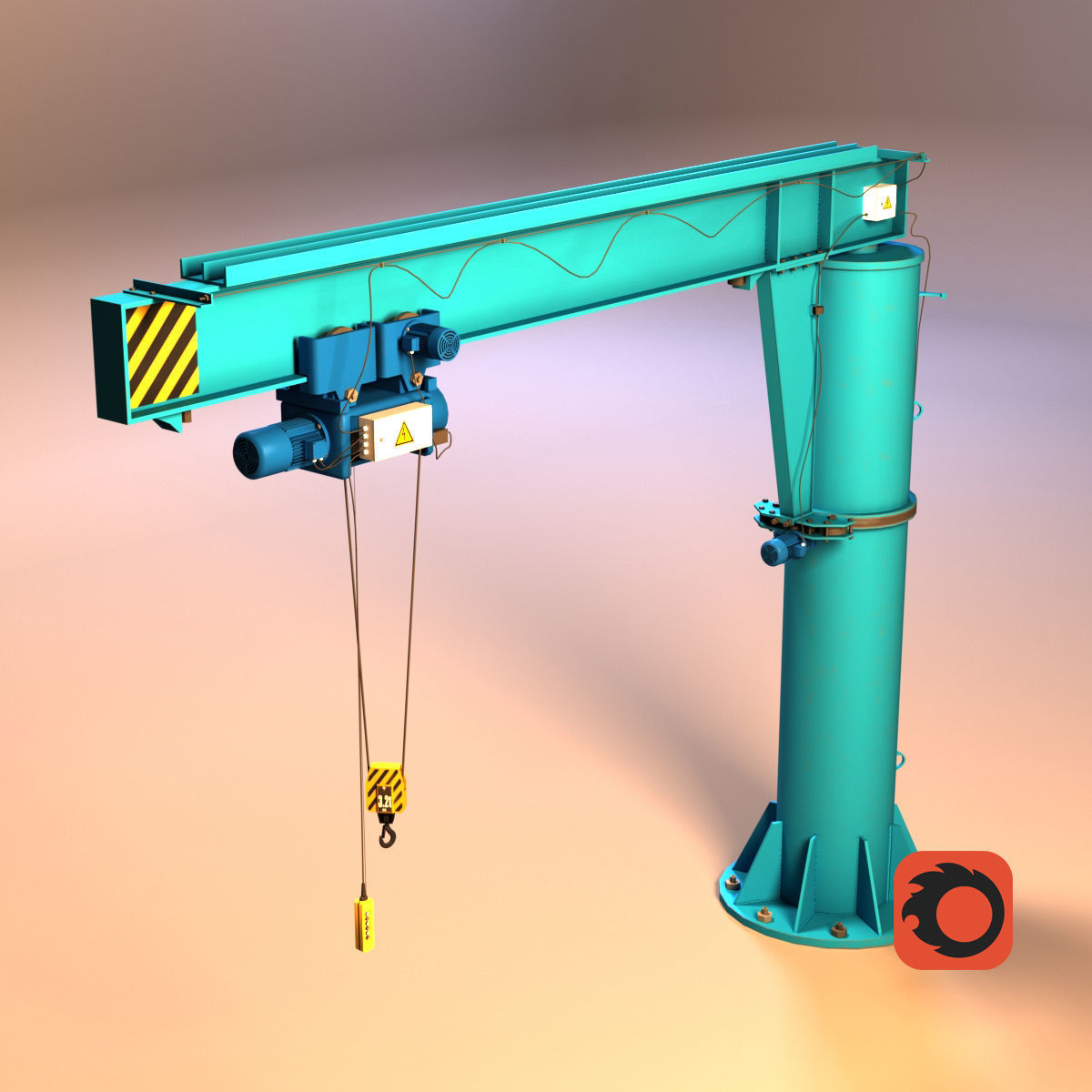 Girder crane Low-poly 3D model_19