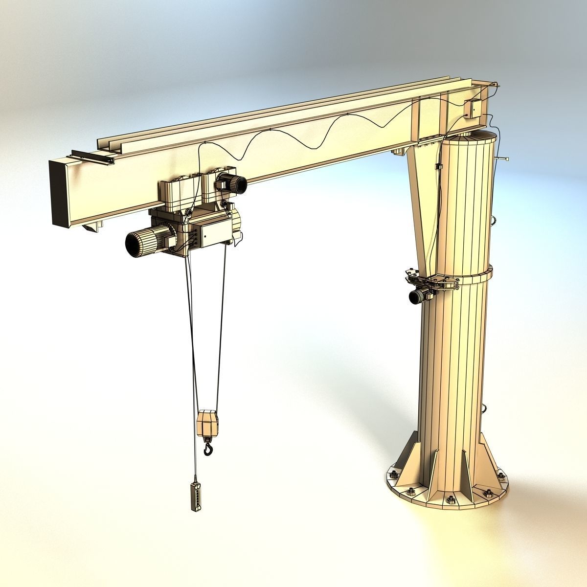 Girder crane Low-poly 3D model_3