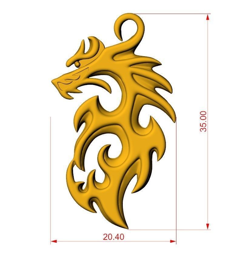 Dragon 3D Pendant  3D print model_4