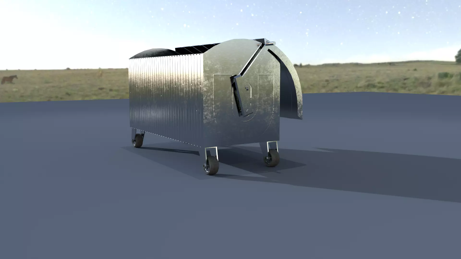 trash can Low-poly 3D model_0