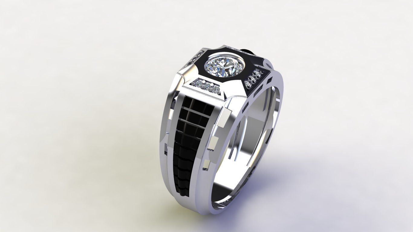 man ring cross black 3D print model_5