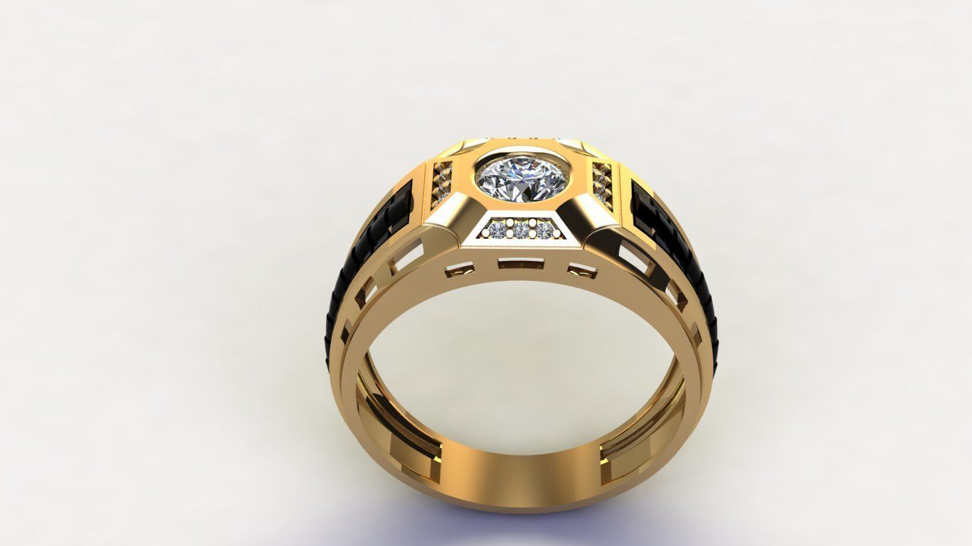 man ring cross black 3D print model_3