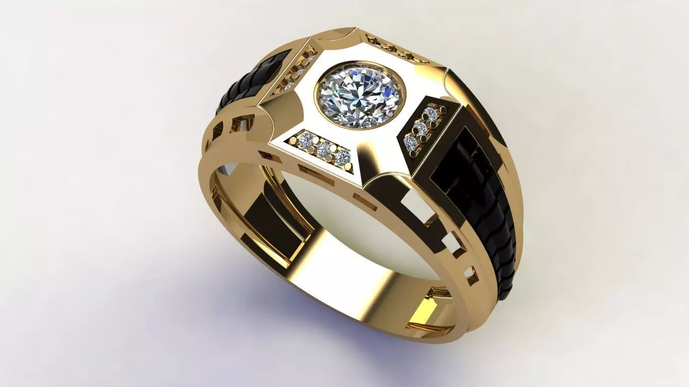 man ring cross black 3D print model_0