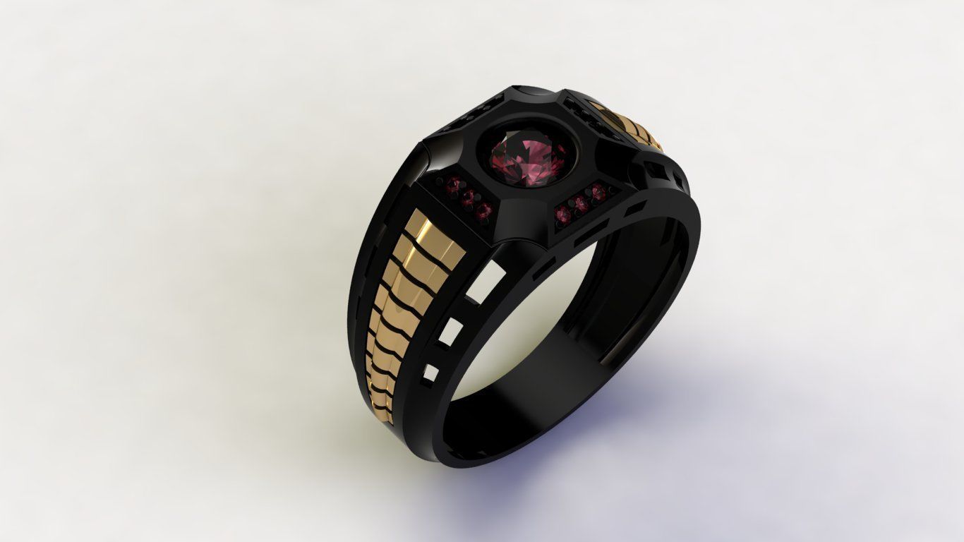 man ring cross black 3D print model_1