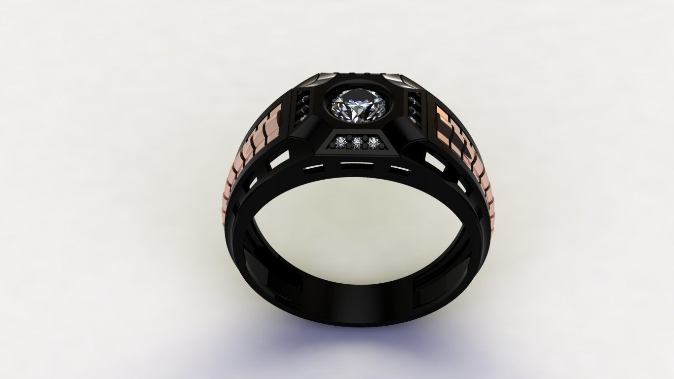 man ring cross black 3D print model_6