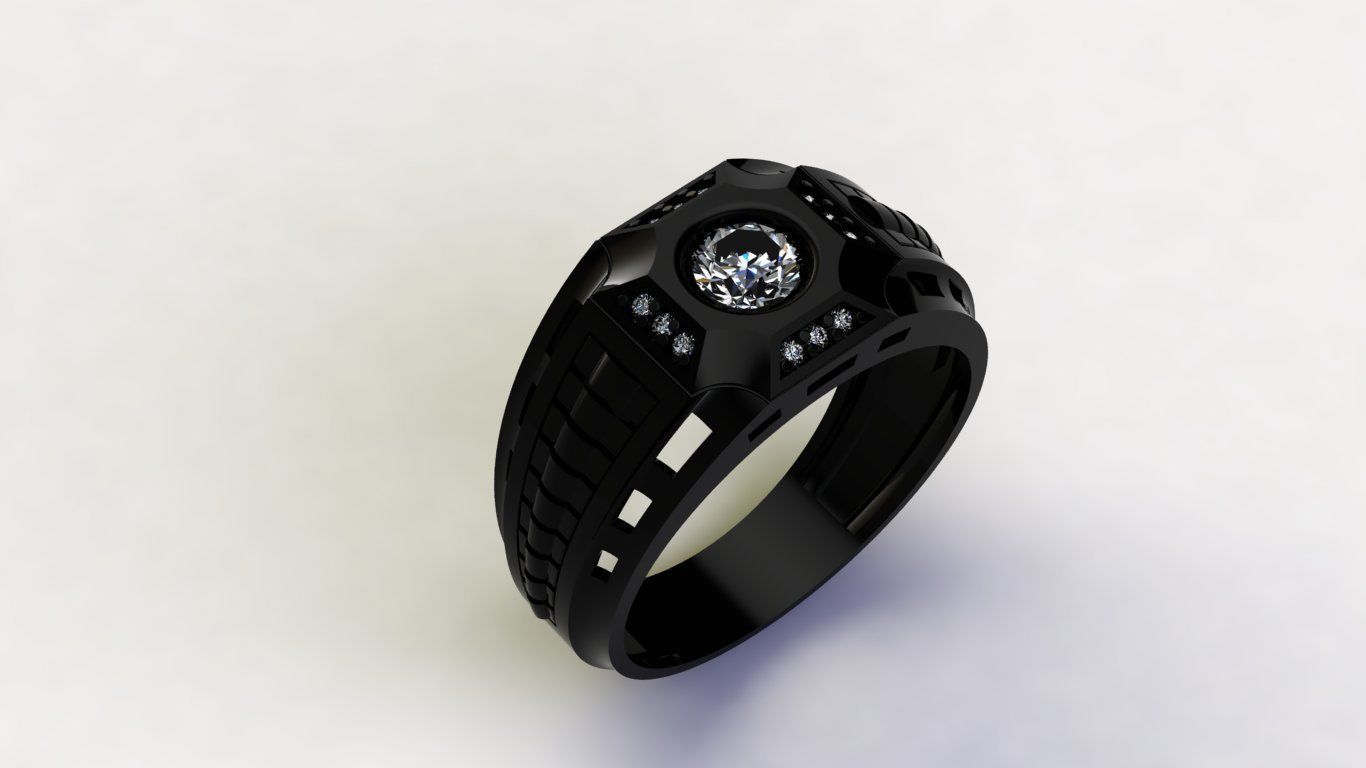 man ring cross black 3D print model_4