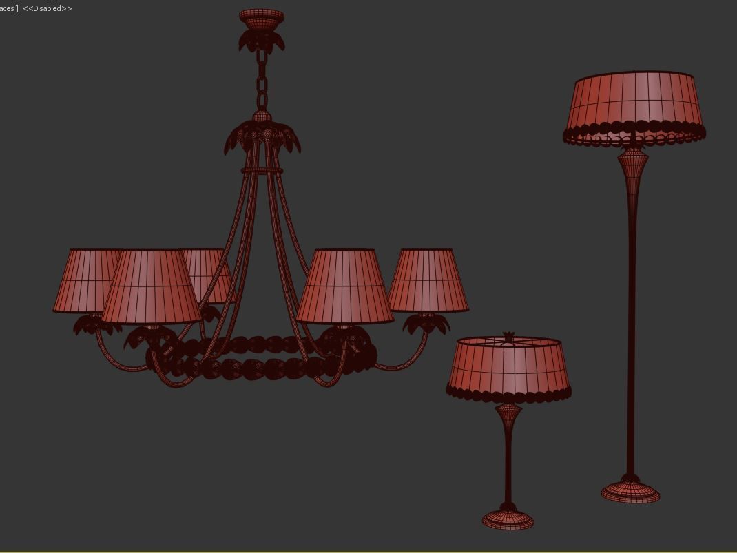 Chandelier Floor Lamp desk lamp 3D model_4