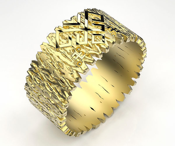 wood ring with a pattern 3D print model