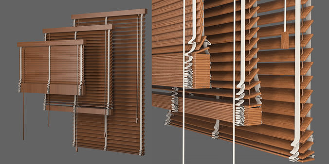 Set Blinds Wooden 1 3D model