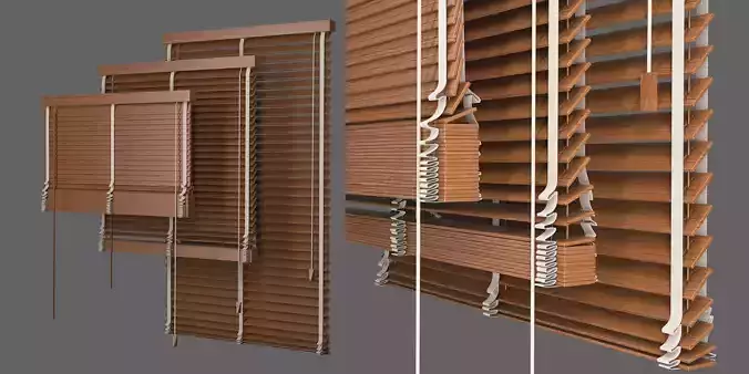 Set Blinds Wooden 1 3D model