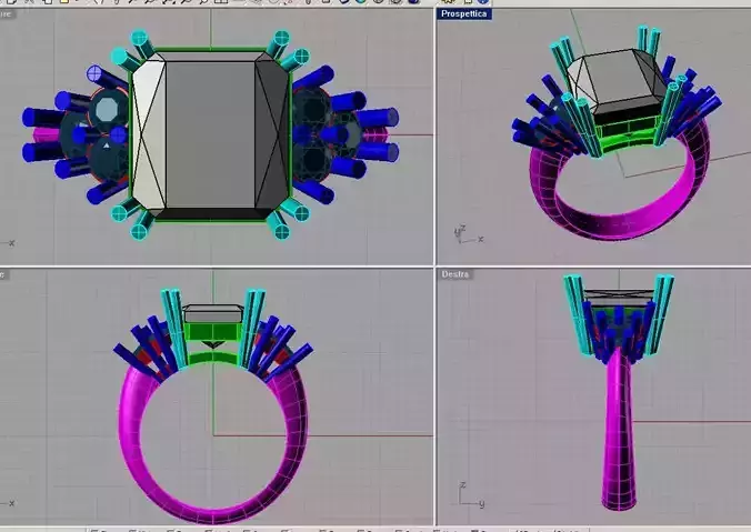 Classic White gold ring with emerald and diamonds 