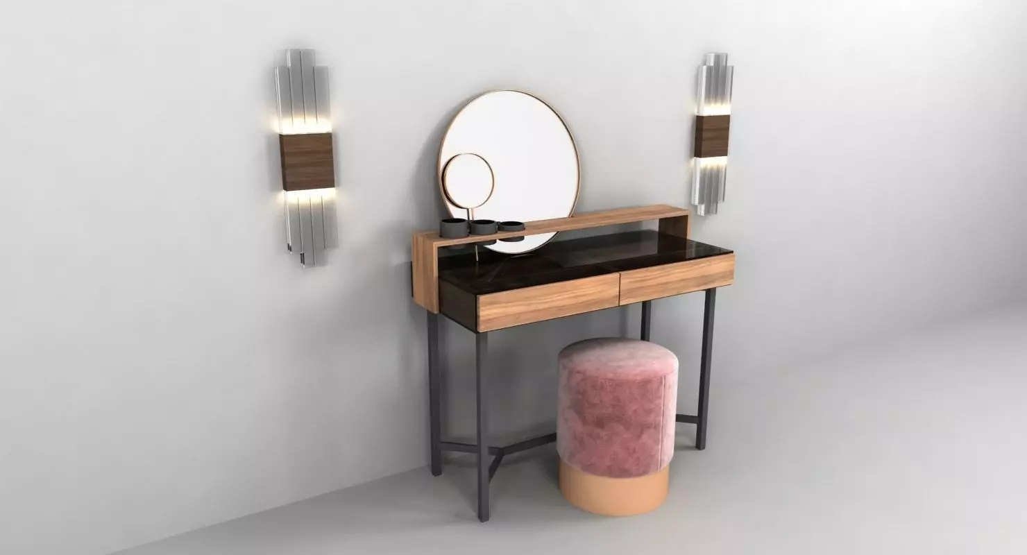 VIRTU ORNATU dressing table and azucena stool 3D model_0