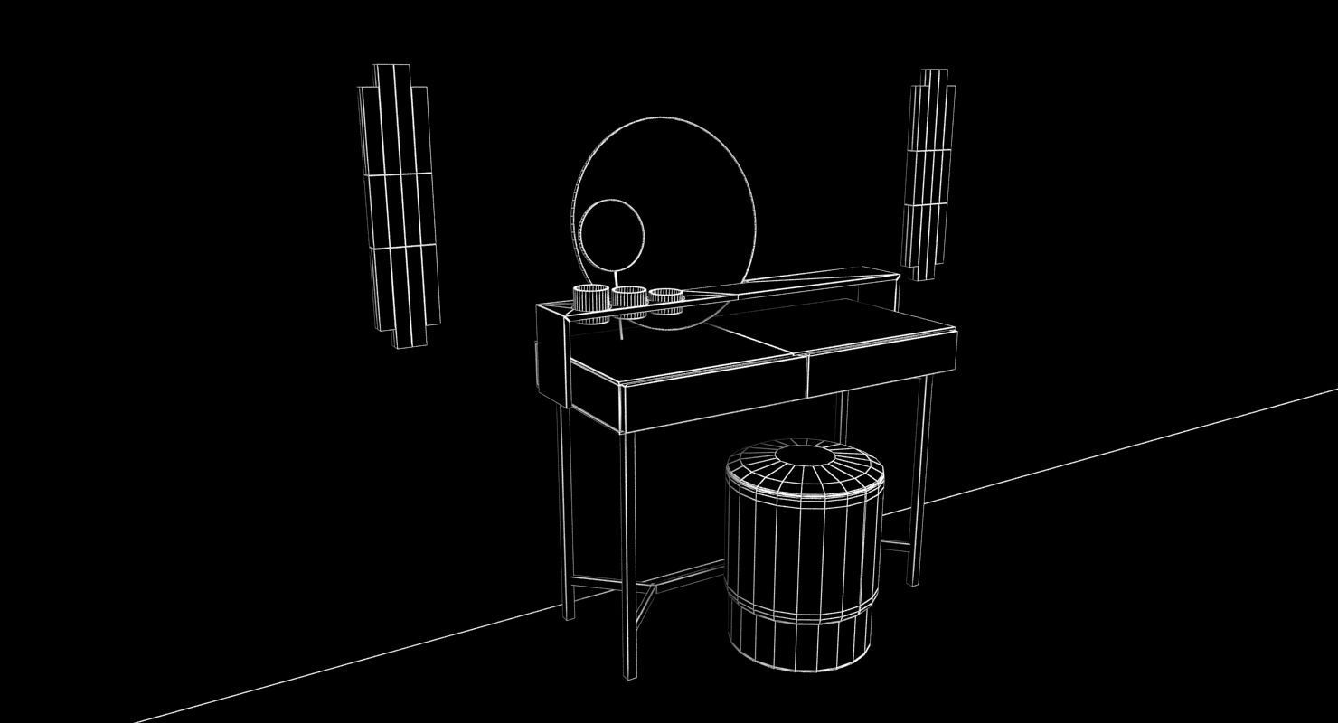 VIRTU ORNATU dressing table and azucena stool 3D model_7