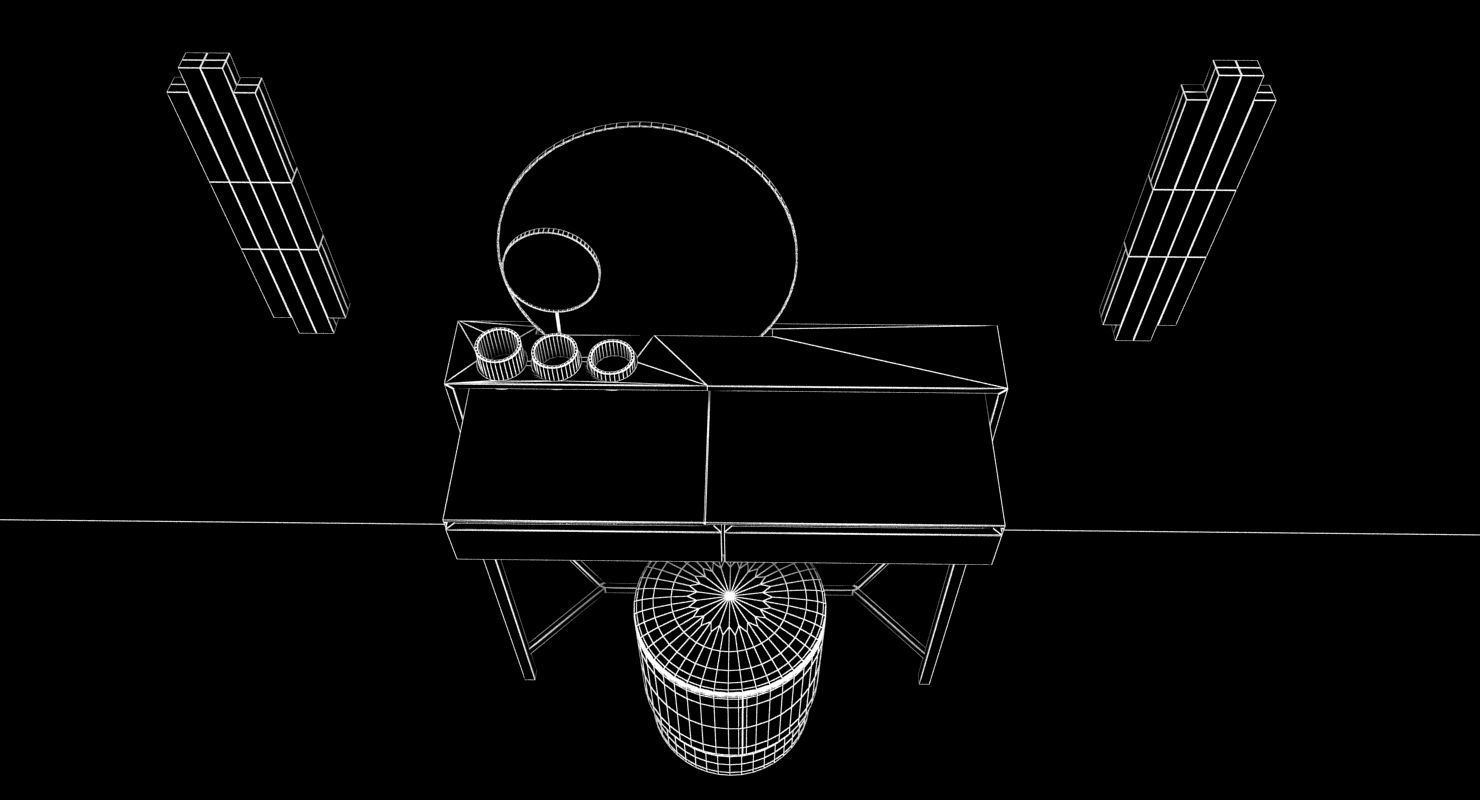 VIRTU ORNATU dressing table and azucena stool 3D model_6