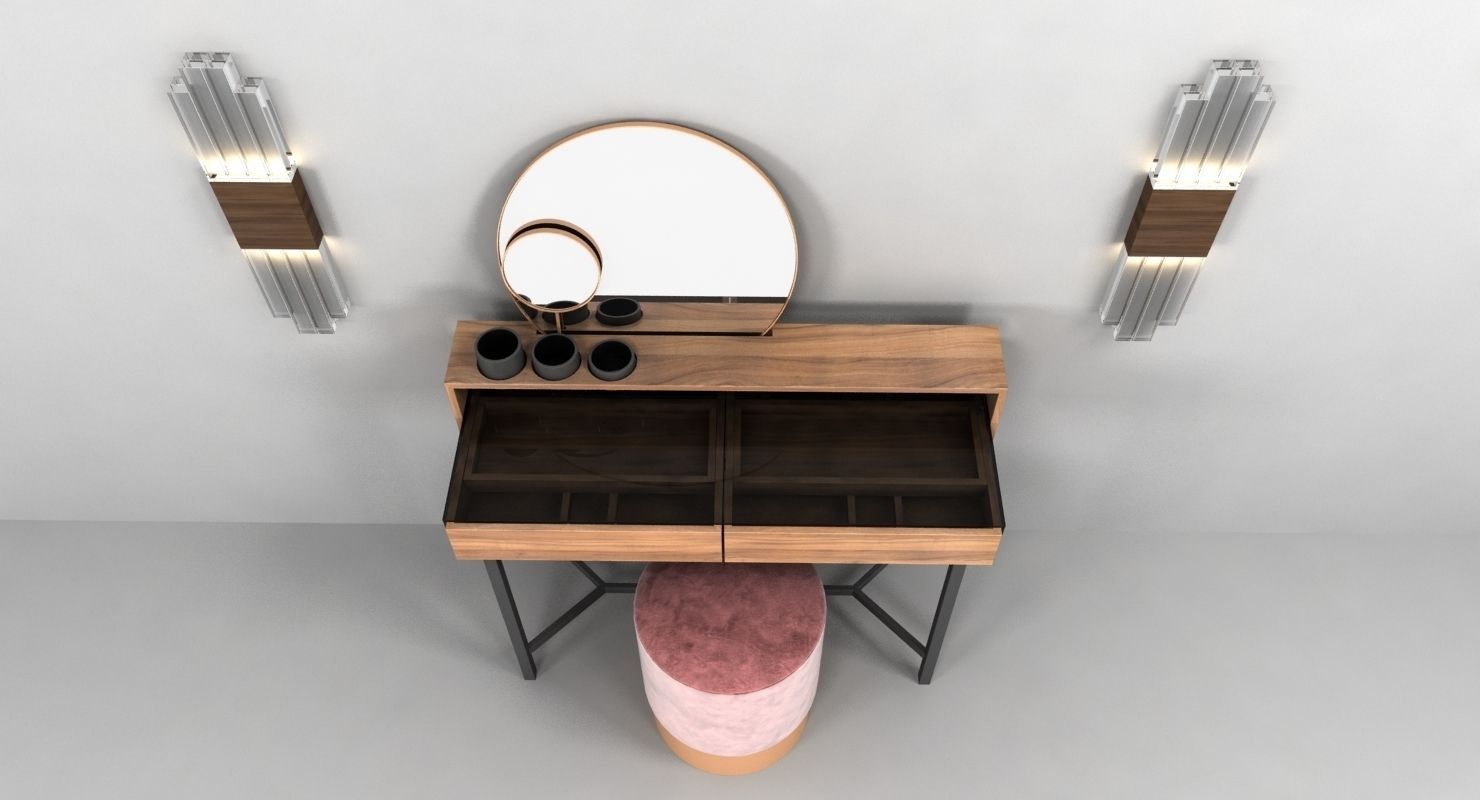 VIRTU ORNATU dressing table and azucena stool 3D model_3