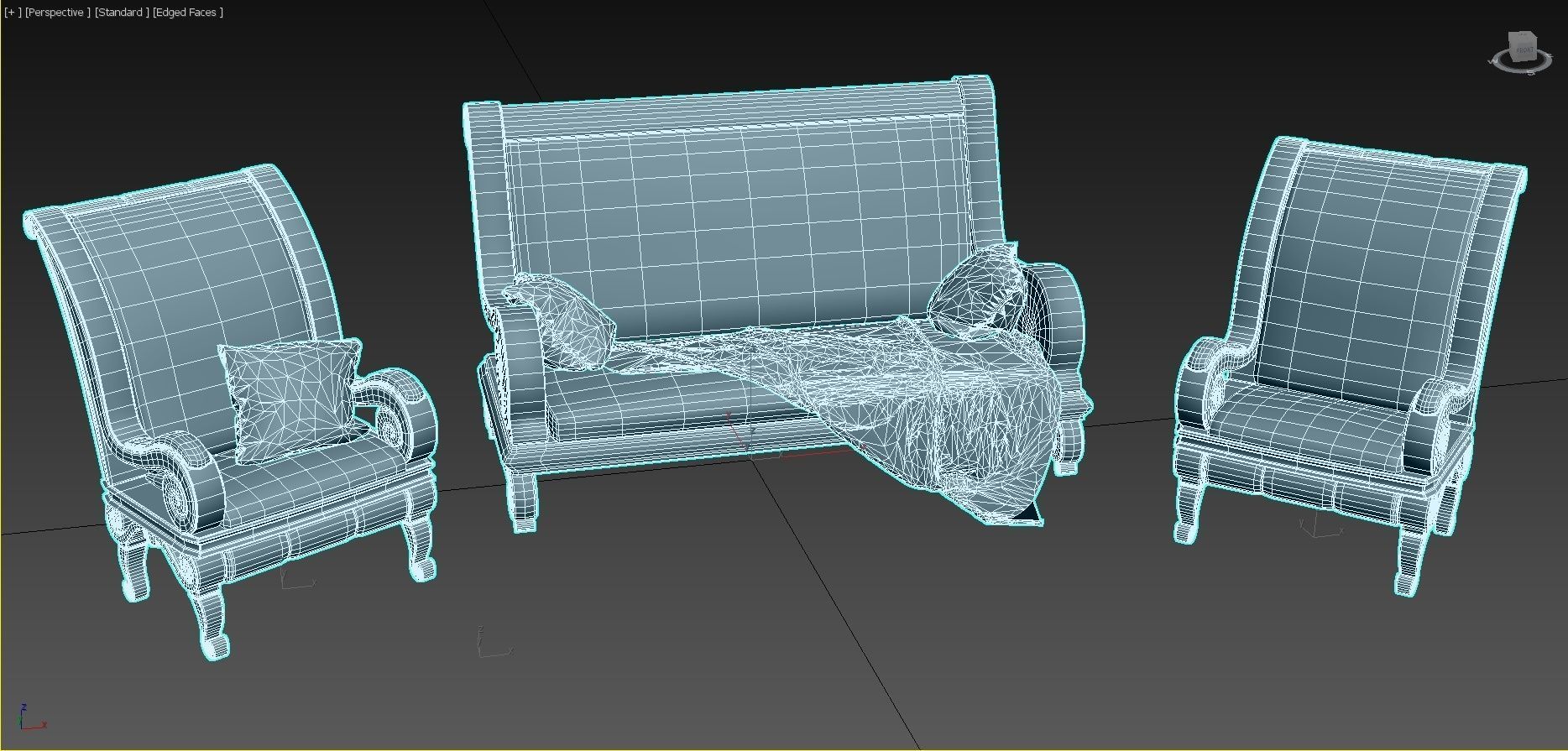 Old furniture set Low-poly 3D model_20