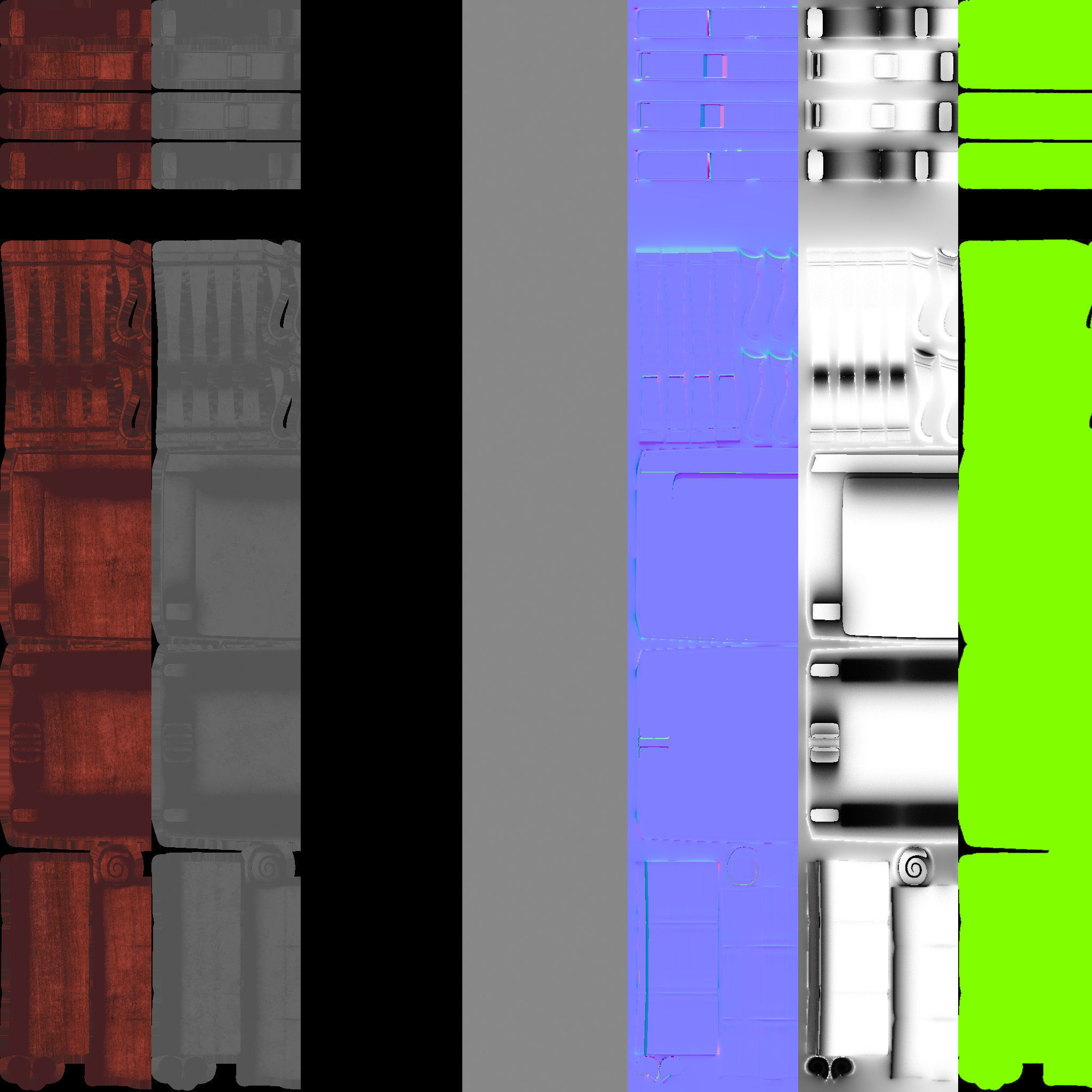 Old furniture set Low-poly 3D model_18