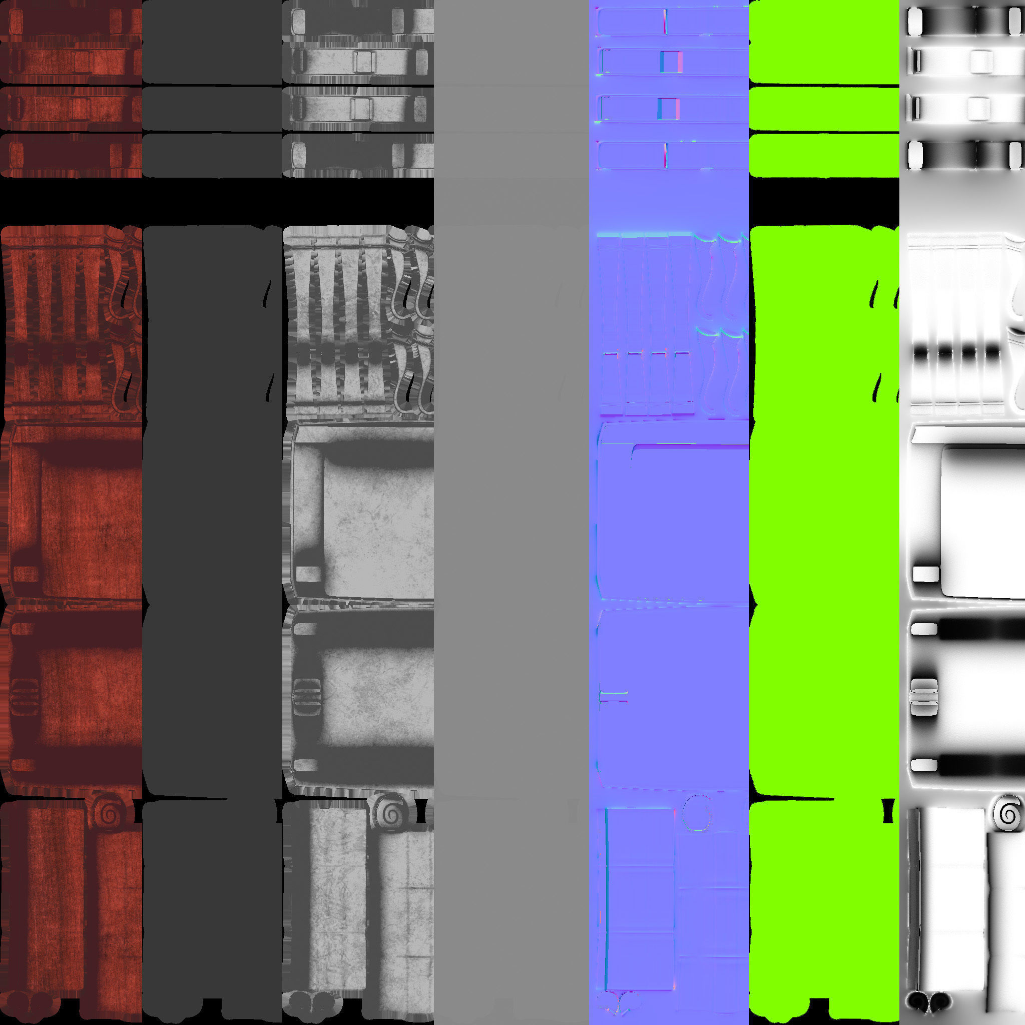 Old furniture set Low-poly 3D model_19