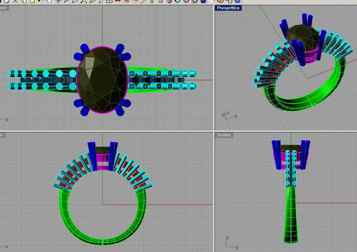 Oval Gem Woman Diamond Gold Ring 3D print model 3D print model_2