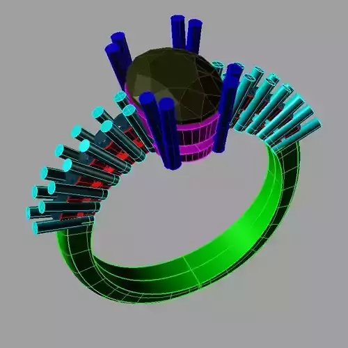 Oval Gem Woman Diamond Gold Ring 3D print model