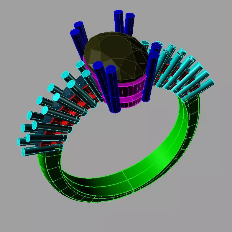 Oval Gem Woman Diamond Gold Ring 3D print model 3D print model_0