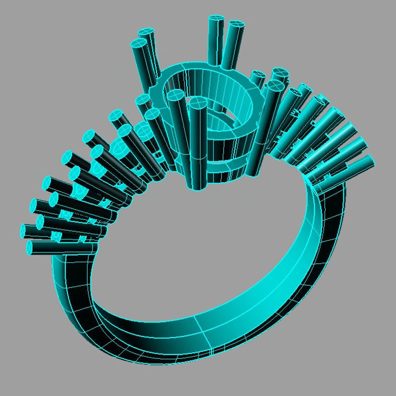 Oval Gem Woman Diamond Gold Ring 3D print model 3D print model_5