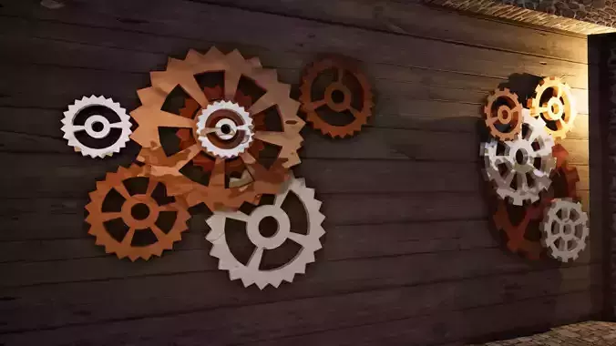Clock gears untextured Low-poly