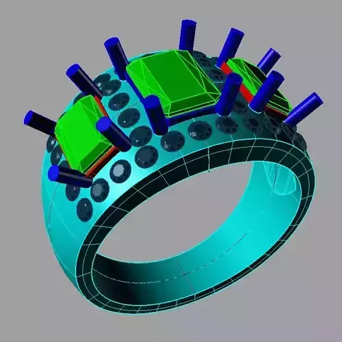 3 stone engagement ring and wedding band 3D print model 3D print model