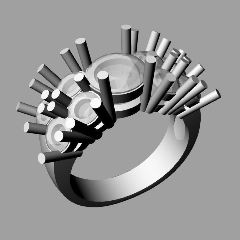 engagement ring 3D print model ANELLO PIETRA ROTONDA an164 3D print model_4