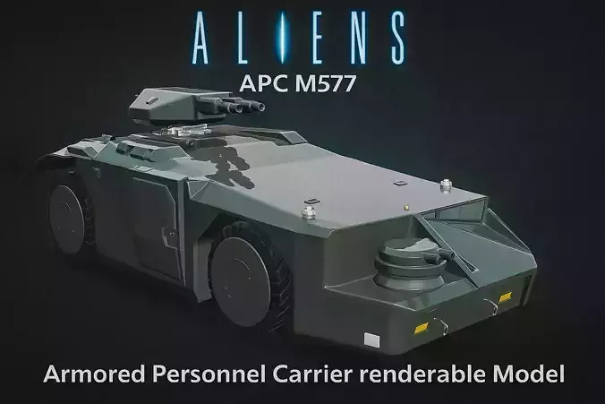 Aliens APC M577 Armored Personnel Carrier renderable Low-poly 3D model