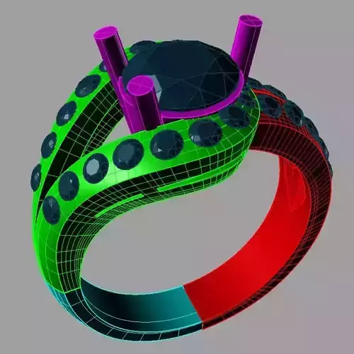 Women ring with gems round  anello fascia an168