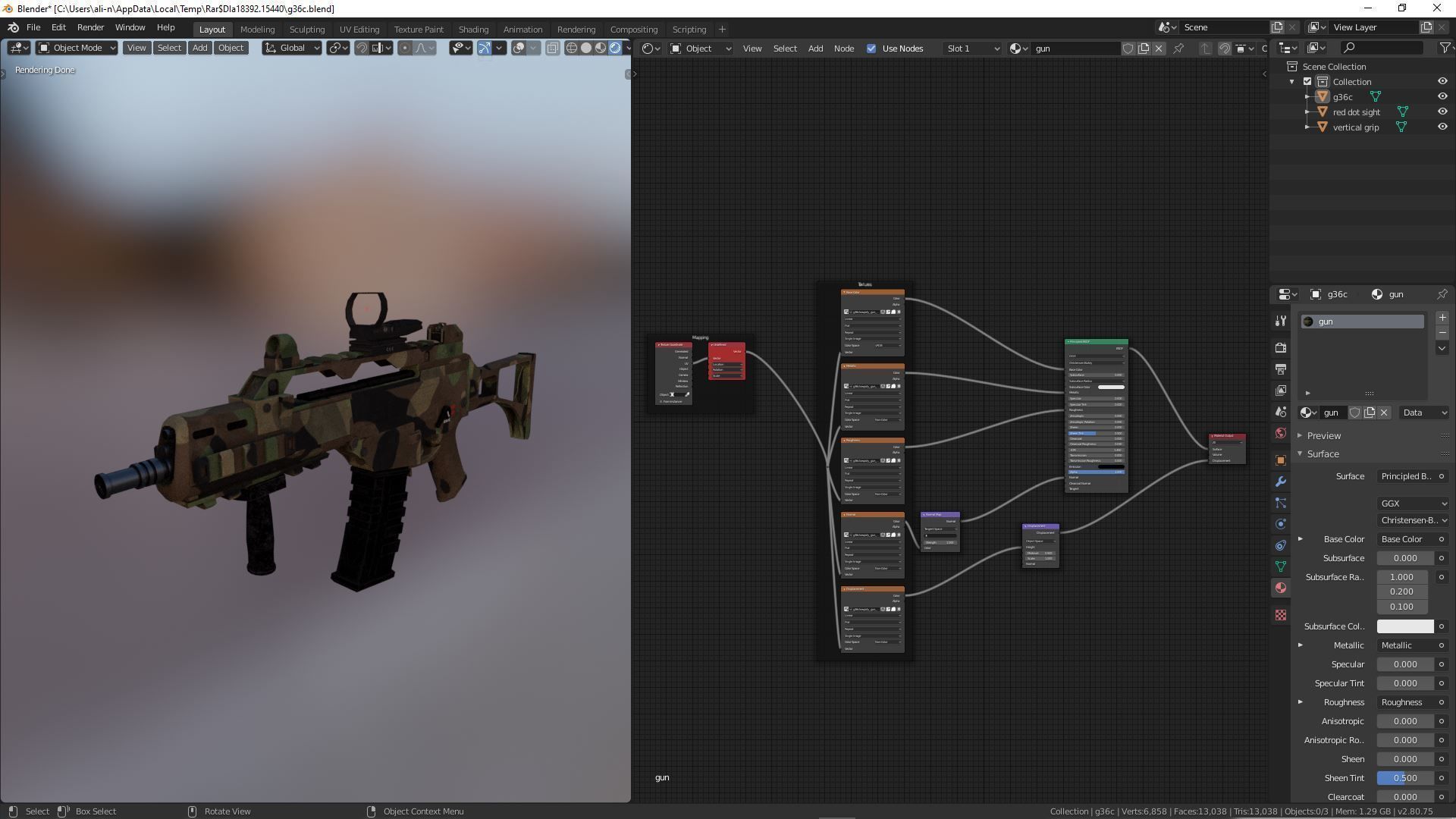 G36C AR with skins Low-poly 3D model_11