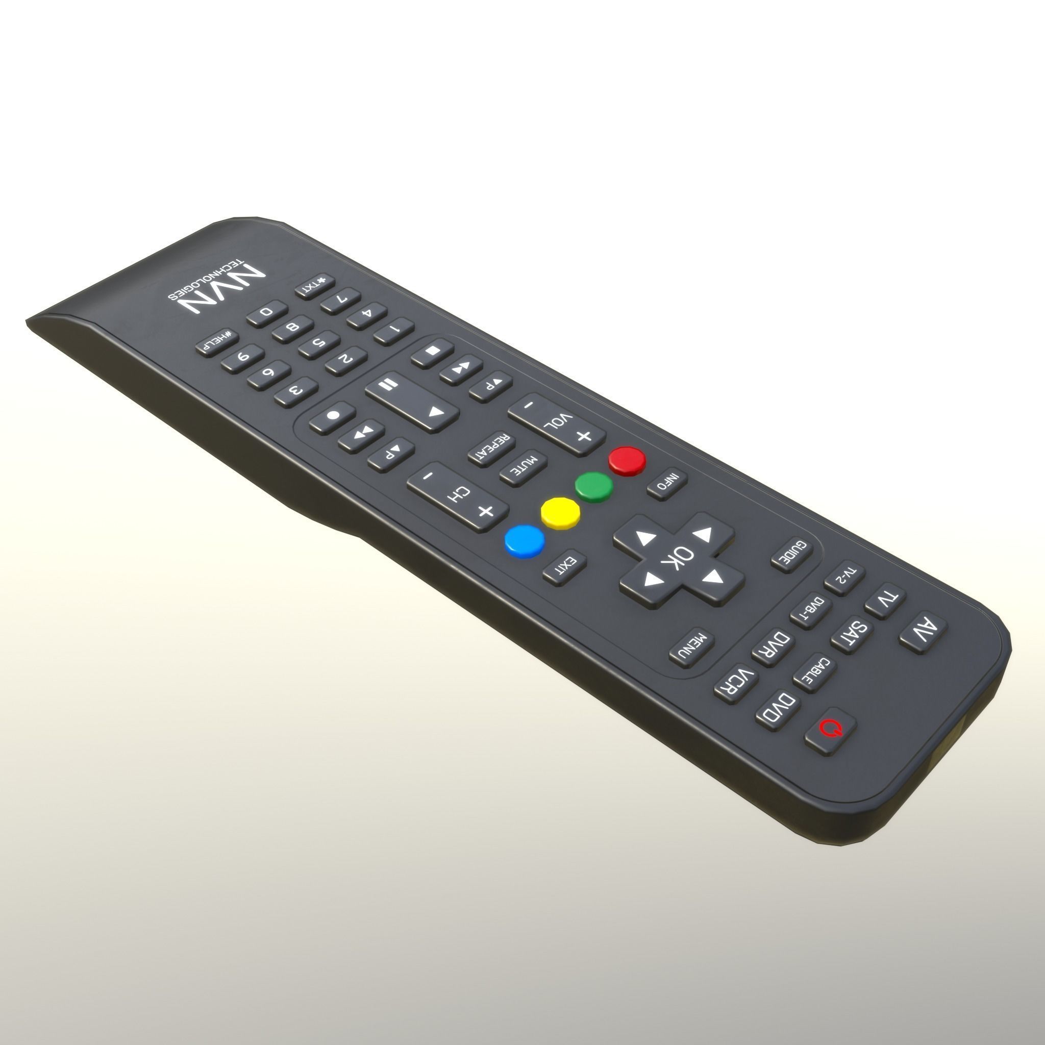 2000s TV Remote Control Black Low-poly 3D model_15