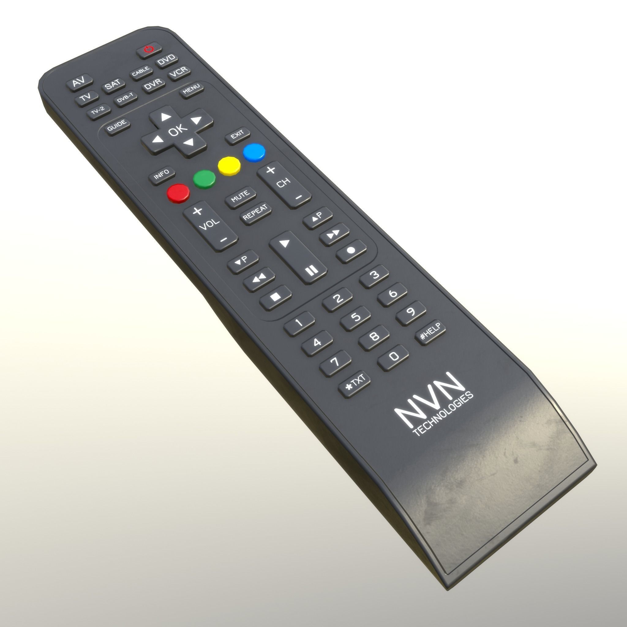 2000s TV Remote Control Black Low-poly 3D model_2