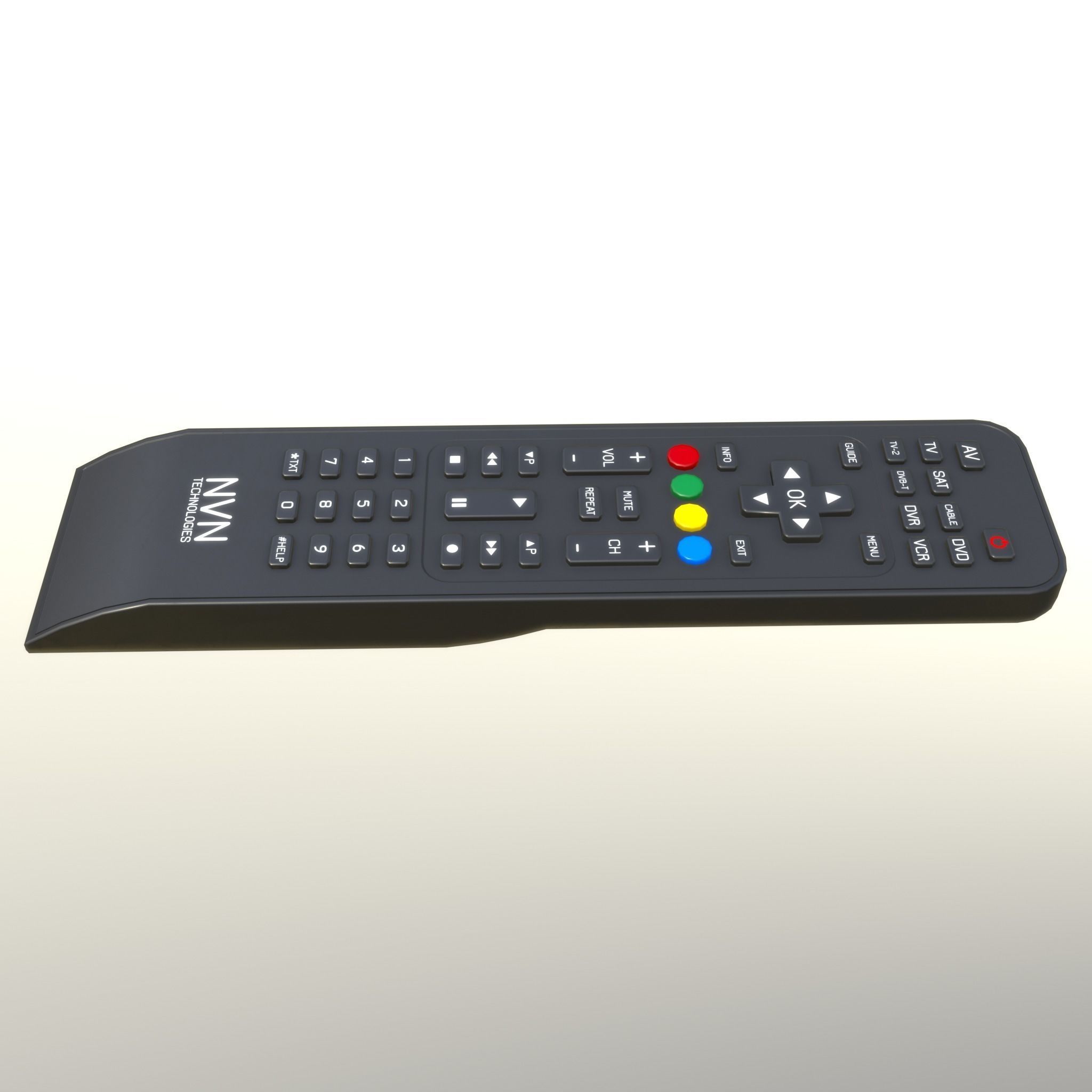 2000s TV Remote Control Black Low-poly 3D model_5