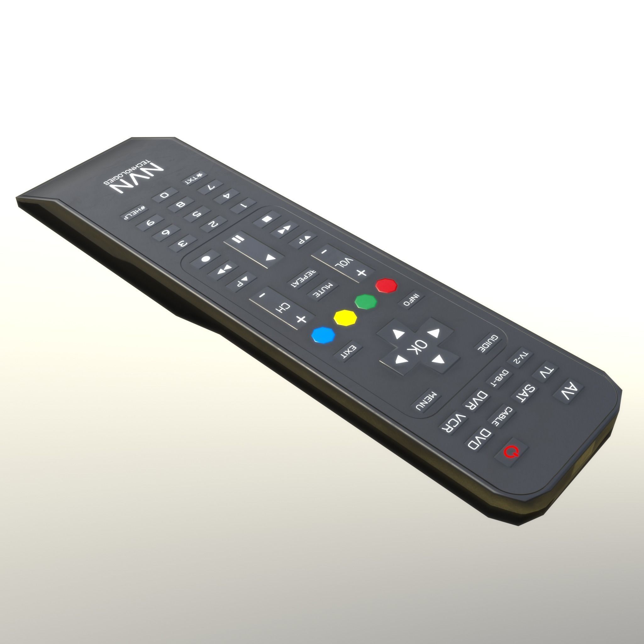 2000s TV Remote Control Black Low-poly 3D model_17