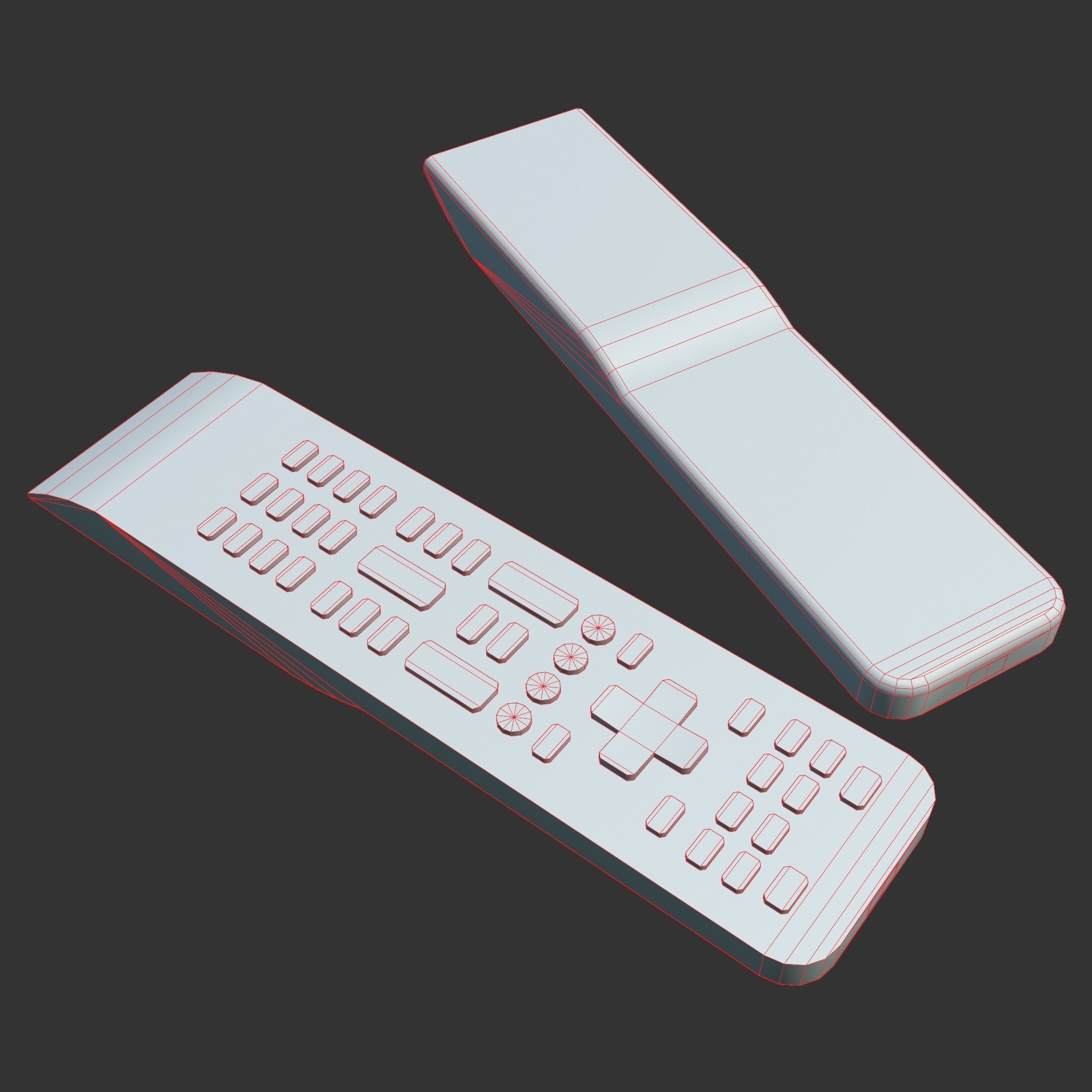 2000s TV Remote Control Black Low-poly 3D model_14
