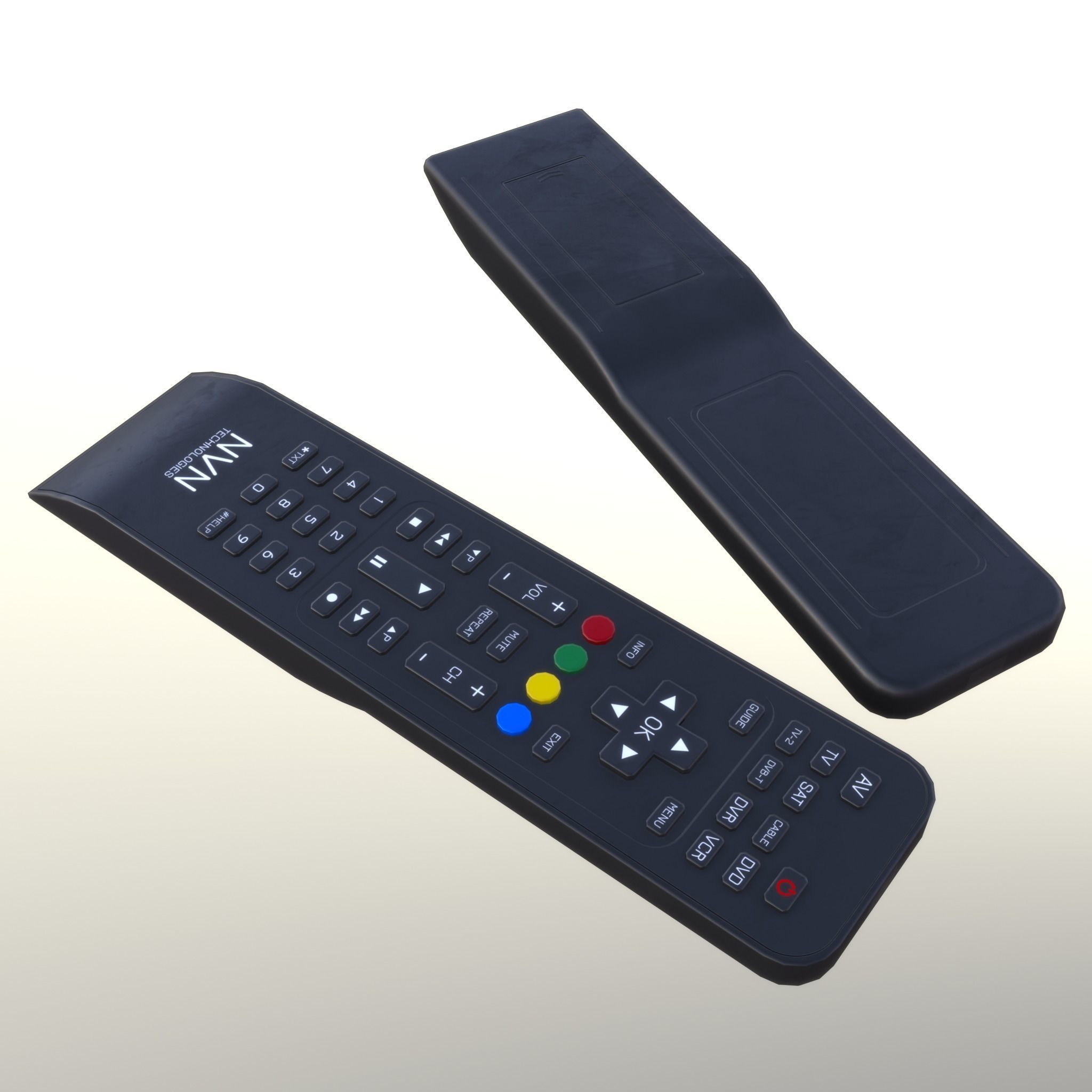 2000s TV Remote Control Black Low-poly 3D model_10