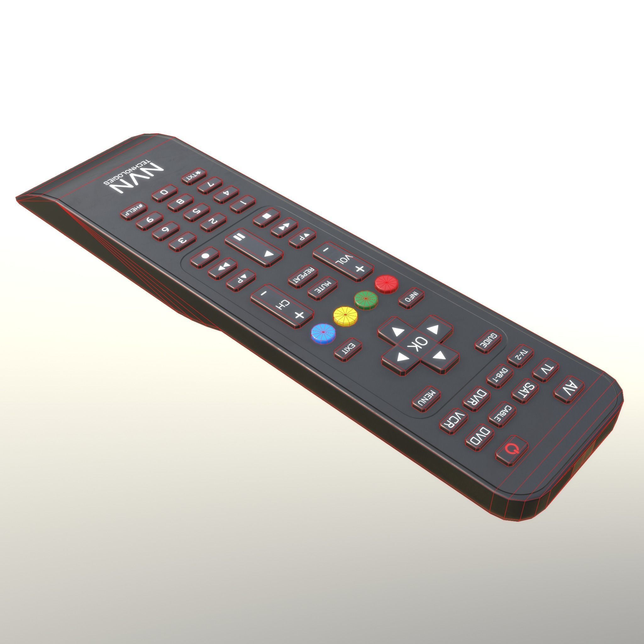 2000s TV Remote Control Black Low-poly 3D model_18