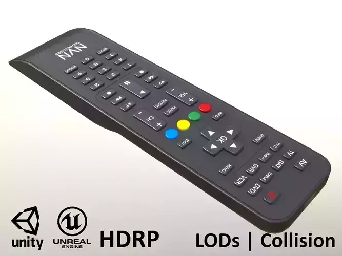 2000s TV Remote Control Black Low-poly 3D model