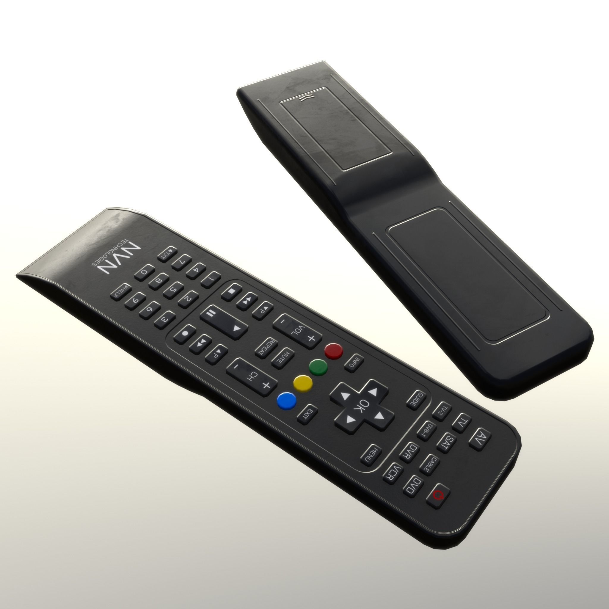 2000s TV Remote Control Black Low-poly 3D model_12