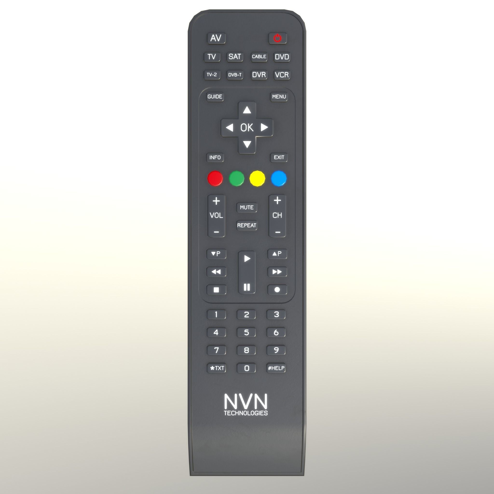 2000s TV Remote Control Black Low-poly 3D model_1