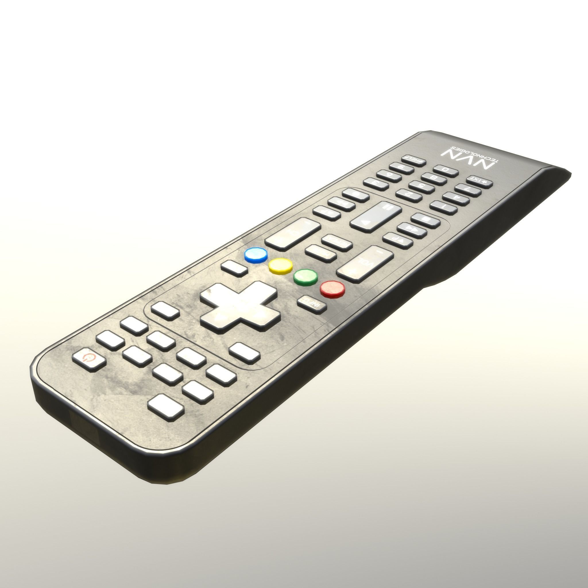 2000s TV Remote Control Black Low-poly 3D model_4