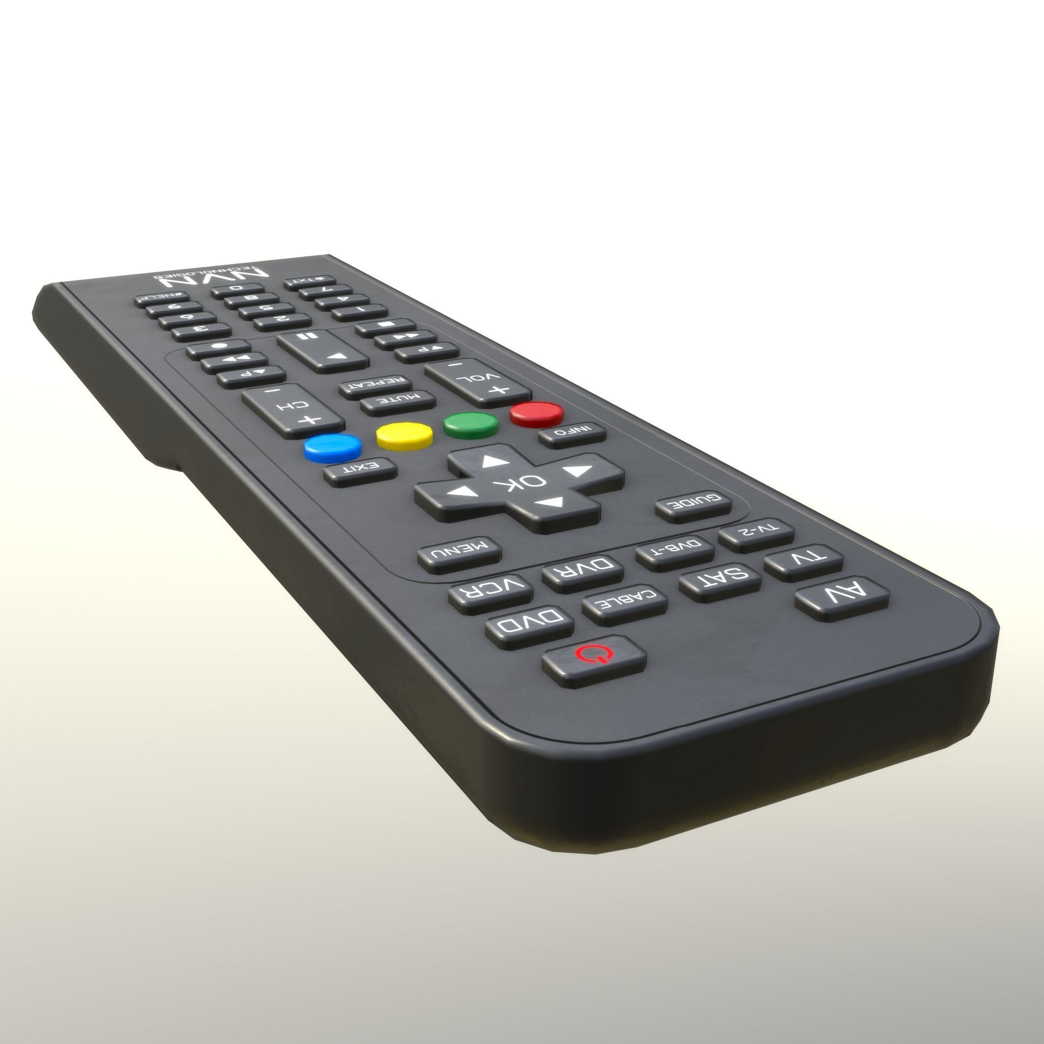 2000s TV Remote Control Black Low-poly 3D model_3