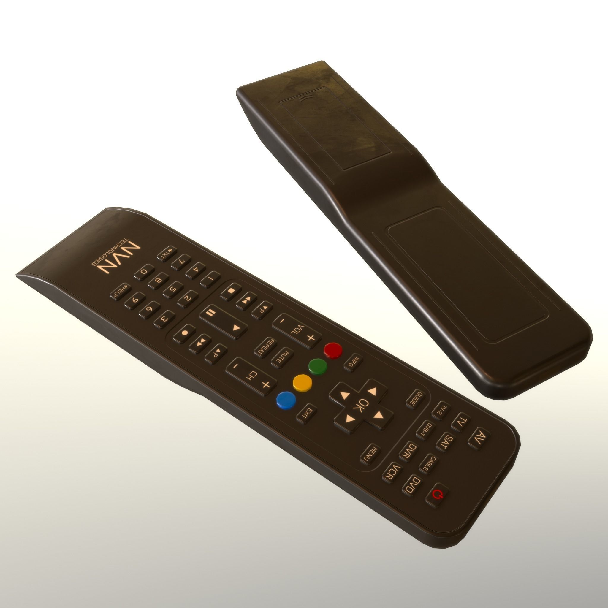 2000s TV Remote Control Black Low-poly 3D model_8